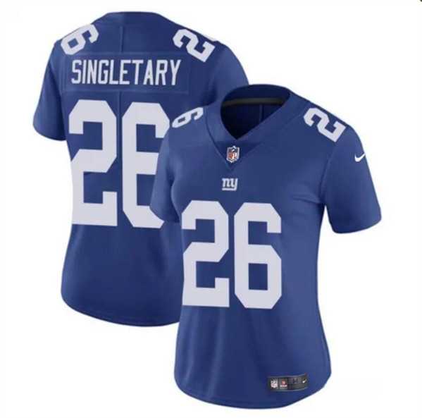 Womens New York Giants #26 Devin Singletary Blue Vapor Stitched Jersey Dzhi->women nfl jersey->Women Jersey